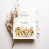 Levendige Cartagena Colombia Waterverf bruiloft Kaart