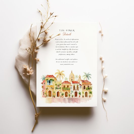 Levendige Cartagena Colombia Waterverf bruiloft Kaart