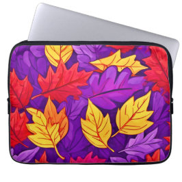 Levendige Cartoon bladeren: Paarse, geel, rood Laptop Sleeve