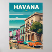 Levendige Cartoon Havanna Straatscène Klassieke Au