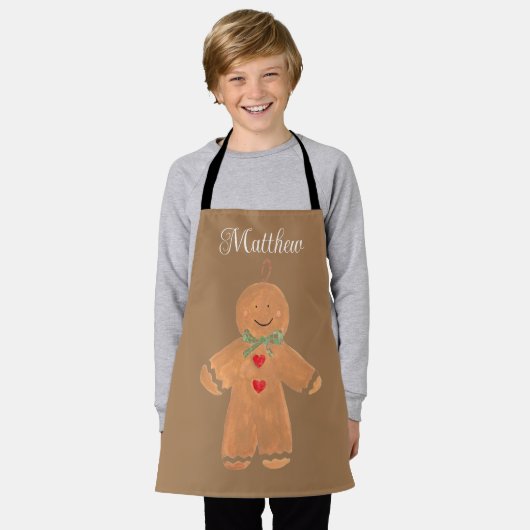 Levendige Cartoon kerstman met gingerbrood Schort (Gedragen)