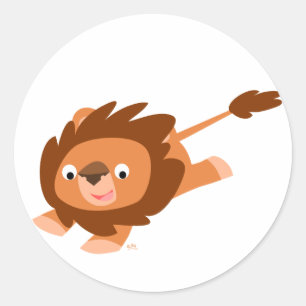 Levendige Cartoon Leeuw ronde sticker