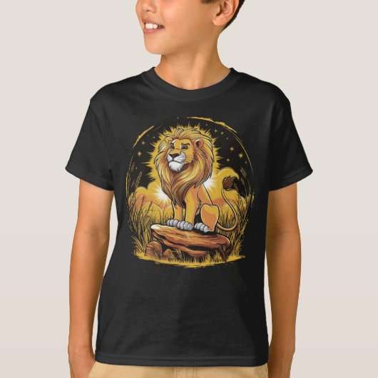 Levendige Cartoon Little Lion King T-shirt (Voorkant)
