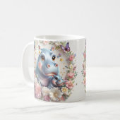 Levendige Cartoon nijlpaarden vieren Moederdag Koffiemok (Voorkant links)