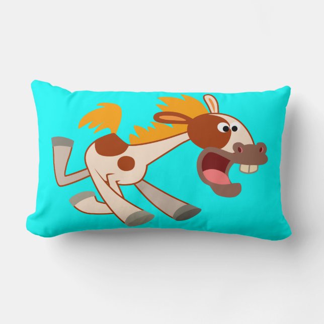 Levendige Cartoon Pinto Horse Lumbar Pillow Kussen (Voorkant)