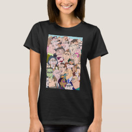 Levendige Cartoon Style Lady & Mannen personages T-shirt