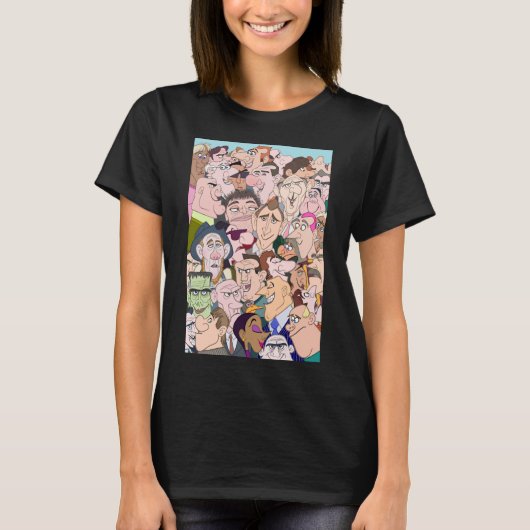 Levendige Cartoon Style Lady & Mannen personages T-shirt (Voorkant)