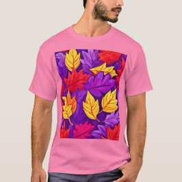 Levendige Cartoonbladeren: Paars, Geel, Rood T-shirt