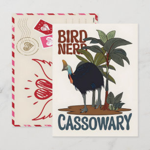 Levendige Cassowary Vogel Kunst Tropisch Jungle Il Feestdagenkaart