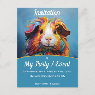 Levendige cavia party / event uitnodiging briefkaart