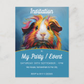 Levendige cavia party / event uitnodiging briefkaart (Voorkant)