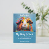 Levendige cavia party / event uitnodiging briefkaart (Staand voorkant)