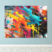 Levendige Chaos Spat Graffiti Canvas Afdruk (Insitu (Houten vloer))