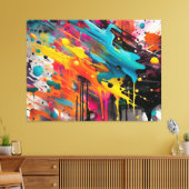 Levendige Chaos Spat Graffiti Canvas Afdruk (Insitu (Woonkamer))
