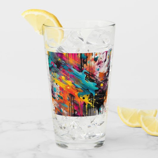 Levendige Chaos Spat Graffiti Glas (Voorkant ijs)