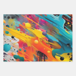 Levendige Chaos Spat Graffiti Inpakpapier Vel
