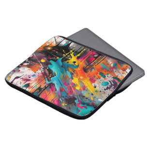 Levendige Chaos Spat Graffiti Laptop Sleeve