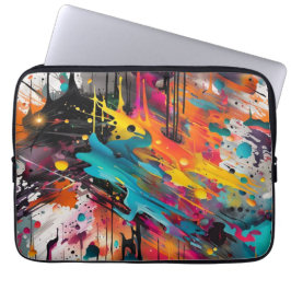 Levendige Chaos Spat Graffiti Laptop Sleeve