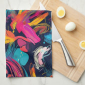 Levendige Chaos Spat Graffiti Theedoek (Quarter Fold)
