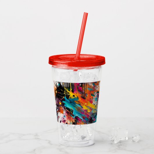Levendige Chaos Splash Graffiti Acryl Drinkbeker (Achterkant ijs)
