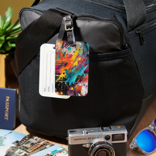 Levendige Chaos Splash Graffiti Bagagelabel (Voorkant & Achterkant)