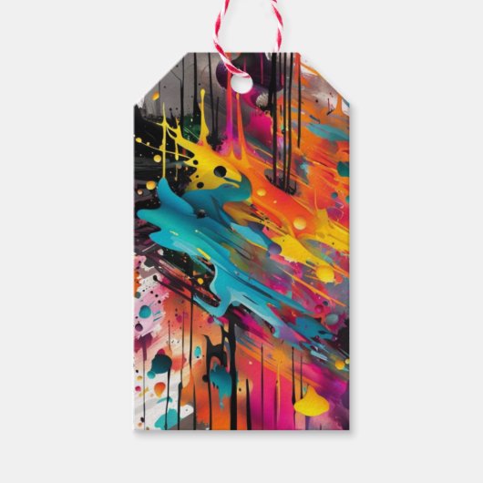Levendige Chaos Splash Graffiti Cadeaulabel (Voorkant)