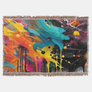 Levendige Chaos Splash Graffiti Deken