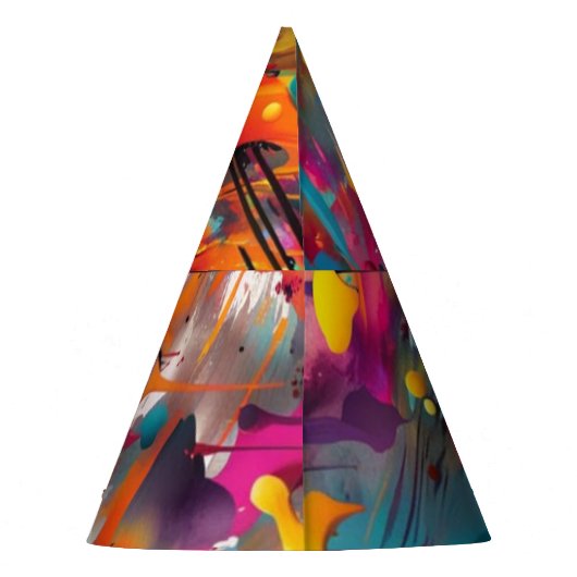 Levendige Chaos Splash Graffiti Feesthoedjes (Achterkant)