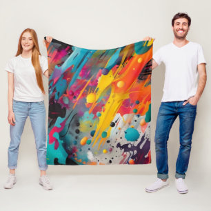 Levendige Chaos Splash Graffiti Fleece Deken