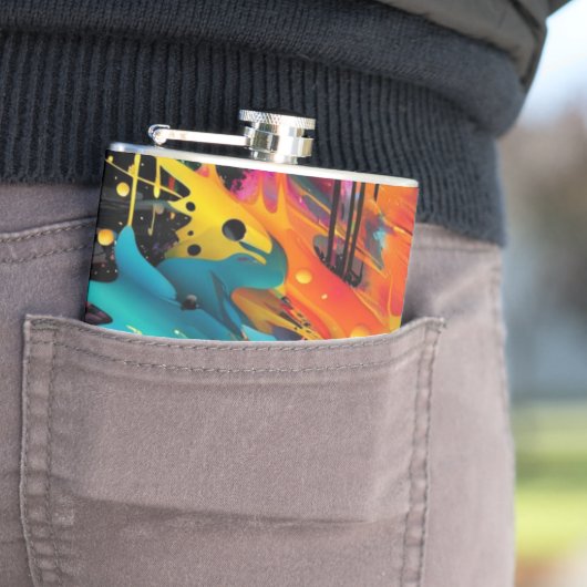 Levendige Chaos Splash Graffiti Heupfles (Voorbeeld)