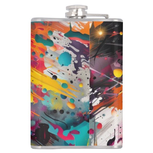 Levendige Chaos Splash Graffiti Heupfles (Achterkant)