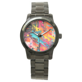 Levendige Chaos Splash Graffiti Horloge