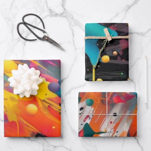 Levendige Chaos Splash Graffiti Inpakpapier Vel (Voorkant)