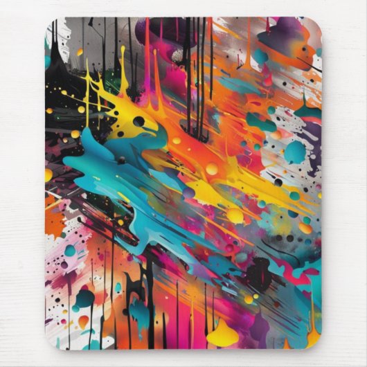 Levendige Chaos Splash Graffiti Muismat (Voorkant)