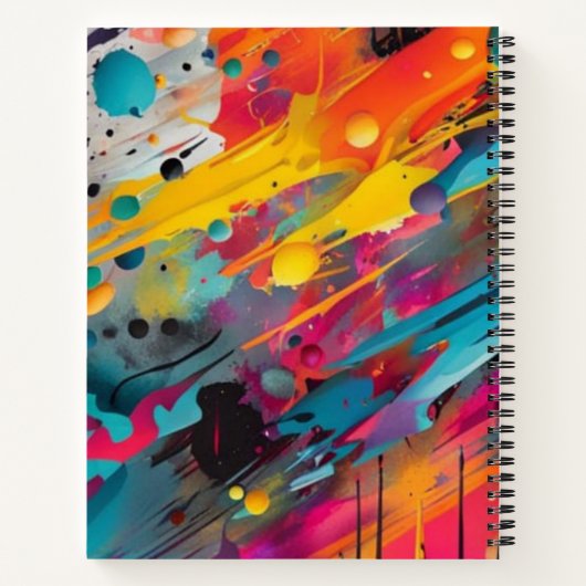 Levendige Chaos Splash Graffiti Notitieboek (Achterkant)