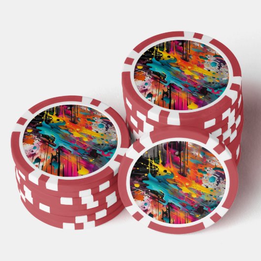 Levendige Chaos Splash Graffiti Poker Chips (Opstapeling)