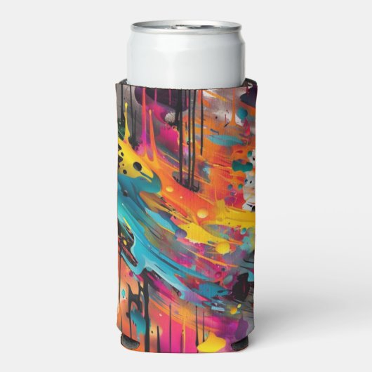 Levendige Chaos Splash Graffiti Seltzer Blikjeskoeler (Seltzer Voorkant)
