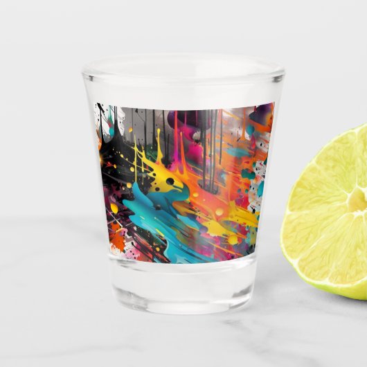 Levendige Chaos Splash Graffiti Shot Glas (Voorkant)