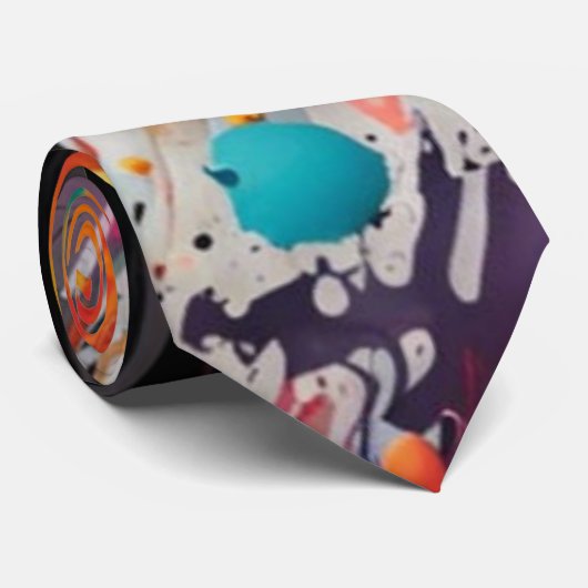 Levendige Chaos Splash Graffiti Stropdas (Opgerold)