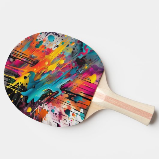 Levendige Chaos Splash Graffiti Tafeltennisbatje (Zijkant)