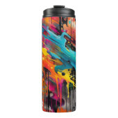 Levendige Chaos Splash Graffiti Thermosbeker (Voorkant)