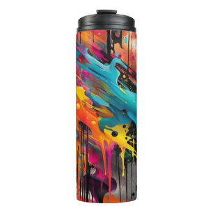 Levendige Chaos Splash Graffiti Thermosbeker