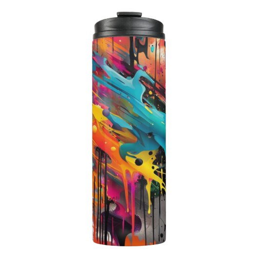 Levendige Chaos Splash Graffiti Thermosbeker (Voorkant)