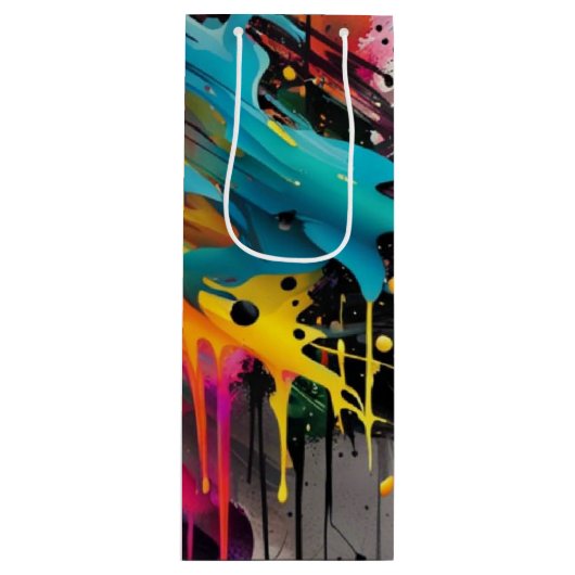 Levendige Chaos Splash Graffiti Wijn Cadeautas (Voorkant)