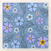 Levendige & Charmante Bloemen met Outline Onderzet Glazen Onderzetter (Voorkant)