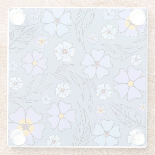 Levendige & Charmante Bloemen met Outline Onderzet Glazen Onderzetter (Achterkant)