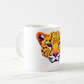 Levendige Cheetah Head in Sunset Hues Koffiemok (Voorkant links)