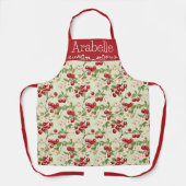 Levendige Cherry Print Schort op Cream (Voorkant)