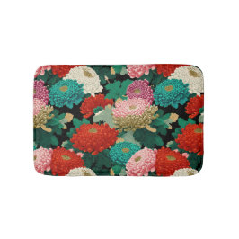 Levendige Chrysanthemum Bloemen Botanisch Patroon Badmat
