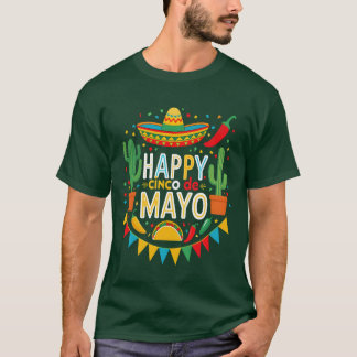 Levendige Cinco de Mayo Fiesta Mexicaanse partij v T-shirt